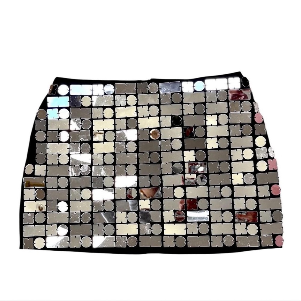 Forever 21 Black and Silver Mirrored Mini Skirt